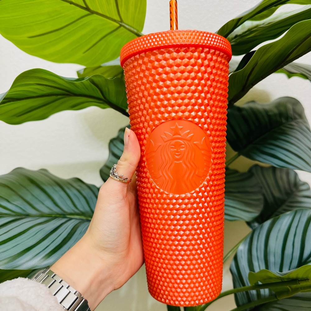 🍊 NEW 🎃 Starbucks Tumbler Orange Bling Pearl Halloween Studded Fall 2022